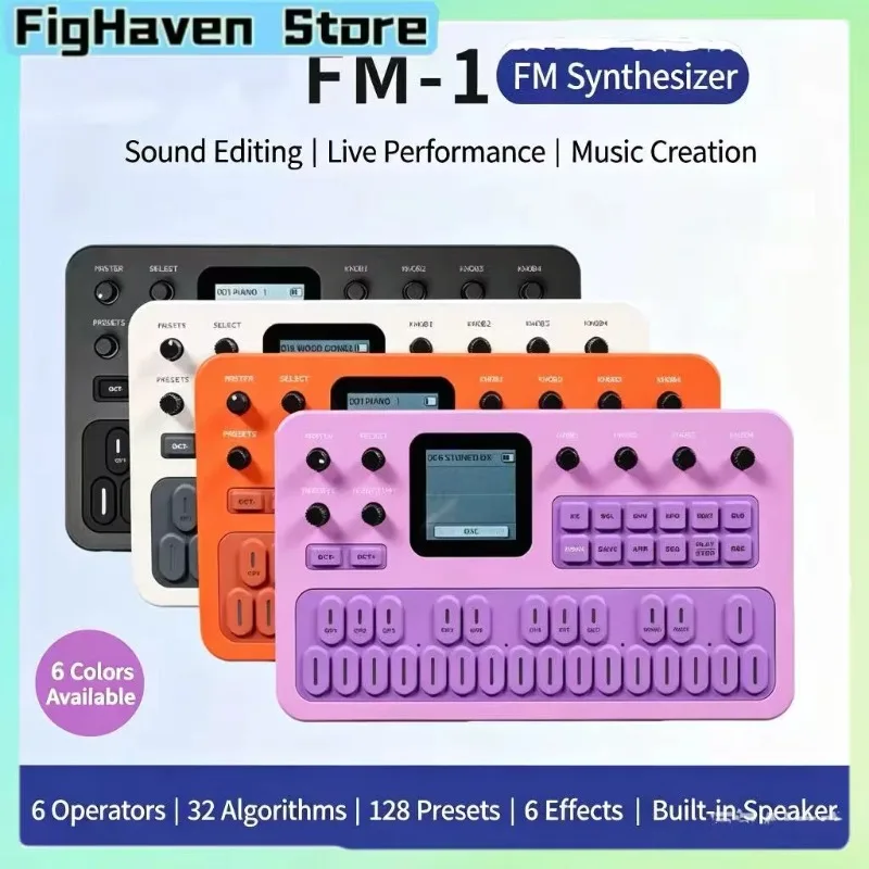Portable Pocket FM Synthesizer 6-Operator 32-Algorithm Bluetooth MIDI Keyboard Built-In Speaker 128 Presets 12h Battery Life