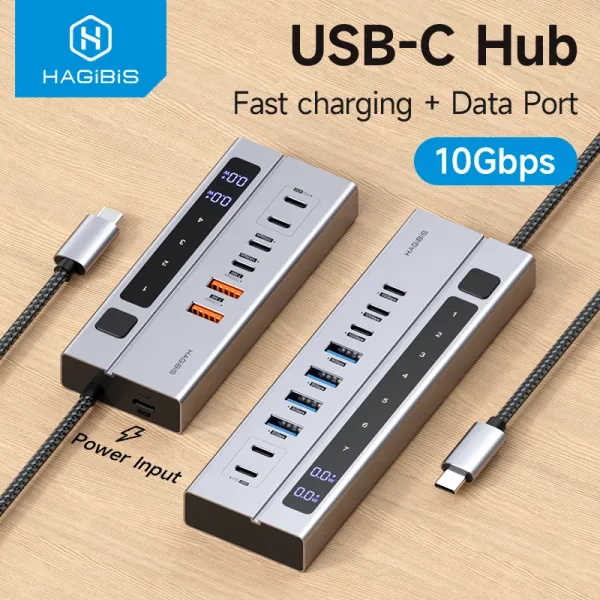 Gadgets: Hagibis USB C HUB Type-C Docking Station Individual On/Off Switches With LED Display USB C Splitter