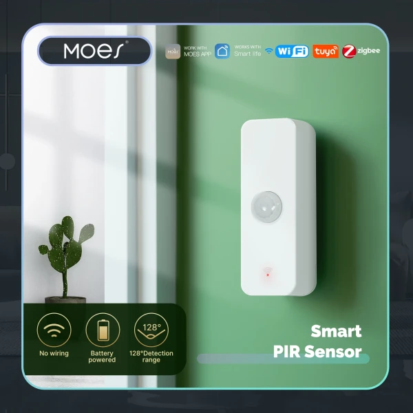Maison Connectée: MOES Tuya WiFi/ZigBee Smart PIR Sensor Human Body Infrared Motion Detector Accueil Sécurité Scène