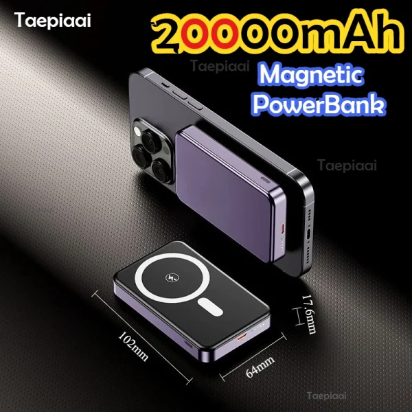 Elettronica: Taepiaai PowerBank magnetico Caricabatteria senza fili portatile per IPhone 17 16 Pro Max Samsung