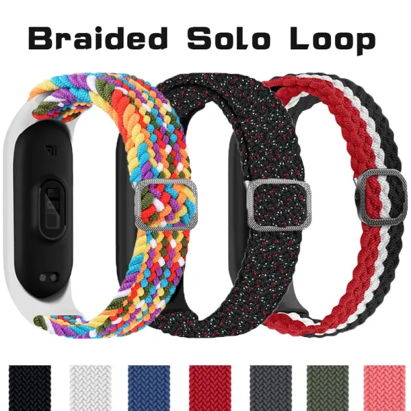 Sport: Armband für xiaomi mi Band 7 6 Band geflochten Solo Loop Elastic Stoff Nylon Miband Ersatzgurt
