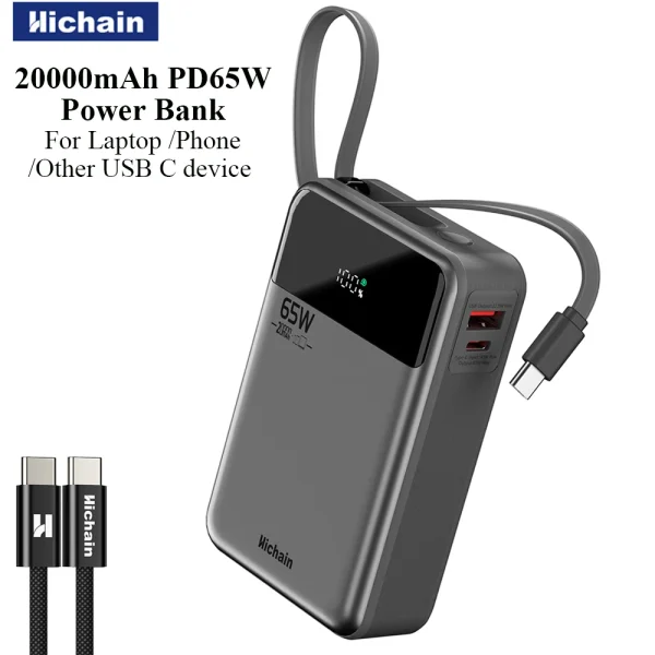 Gadgets: Hichain Power Bank Built-in USB-C Cable Multifunctional Phone Charger For Laptop Earphones Tablets