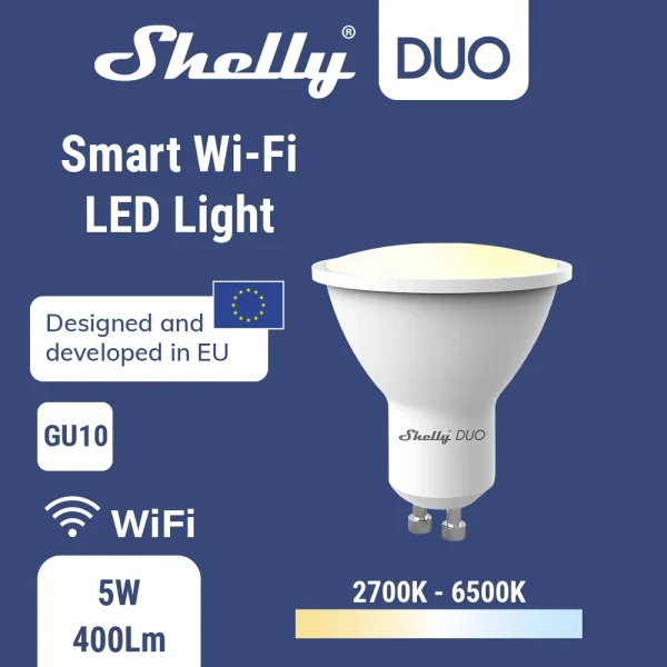 Smart Home: Shelly DUO White/Rgbw 5W WiFi Smart Light Bulb LED Work with Google Home Dimmable Timer Function