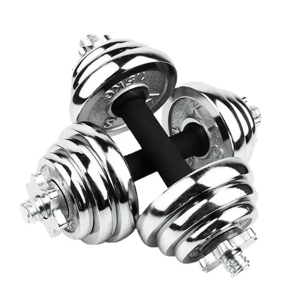 Adjustable Cast Iron Silver Dumbbell and Barbell Set Weight for Home Fitness Training Durable