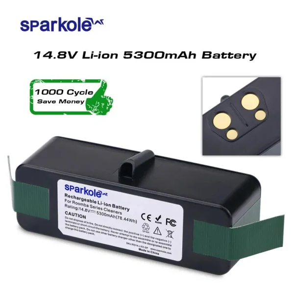 Smart Home: Sparkole 5.3 Ah Li-ion Battery With Brand Cells for iRobot Roomba 500 600 700 800 Series 560 620 630