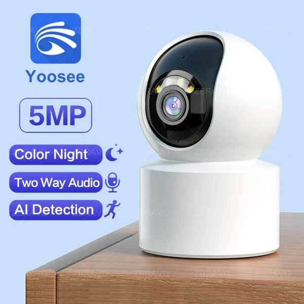 Smart Home: Yoosee 5MP WiFi Security PTZ Indoor IP Camera 3MP Smart Home Safety Color Night Vision Siren Alarm