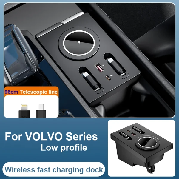 Gadgets: Magnetic Adsorption Wireless Charging Holder for Volvo S90 V90 V60 S60 Super Fast Charging Expansion