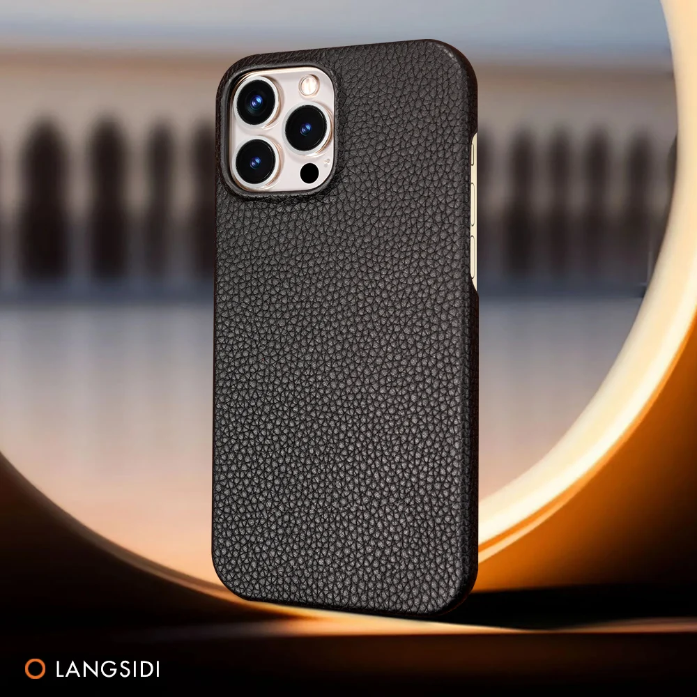 Clearance Sale Luxury Lychee Genuine Cowhide Leather Phone Case for iPhone 13 Pro Max 13Pro 13 Mini Shockproof Back Cover