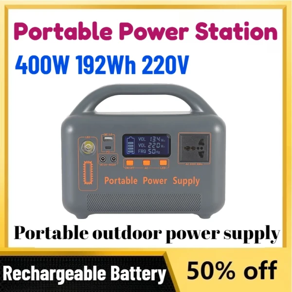 Electronics: High-Capacity Portable Power Station Battery AC Solar Generator Fast Charge Power Bank for Camping