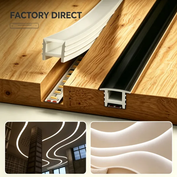 Electronics: Flexible Silicone LED Channel Profile with Diffuser Recessed Mount for LED Strip Linear Lighting