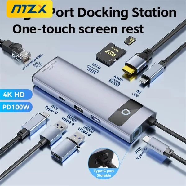 Gadgets: MZX 8 in 1 USB C Docking Station Aluminum Alloy 3.0 2.0 4K HDMI-Compatible Multiport Type 3 0