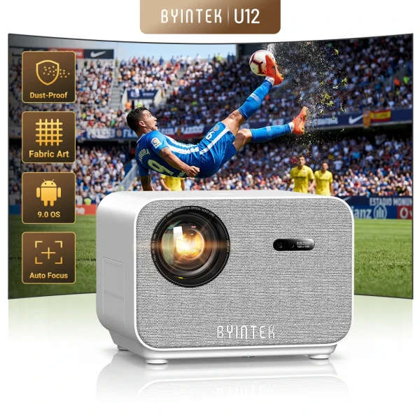 BYINTEK LOVE U12 Full HD Projector 4K 800 ANSI Android WiFi 6 Auto Focus Home Theater Projectors for