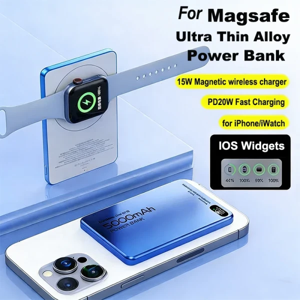 Electronics: Ultra Thin 3 in 1 Magnetic Power Bank Wireless Fast Charger Powerbank For Magsafe For iPhone 17 16