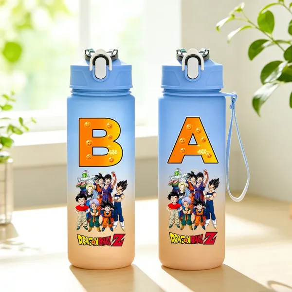 Dragon Ball Gradient Water Bottle Male Anime Letter Print Leak Proof Water Cup Man Sports Gym Jug