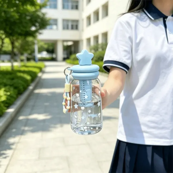 Large Capacity Straw Water Bottle Leakproof Portable Straw Plastic Tumbler Cute Reusable Straw