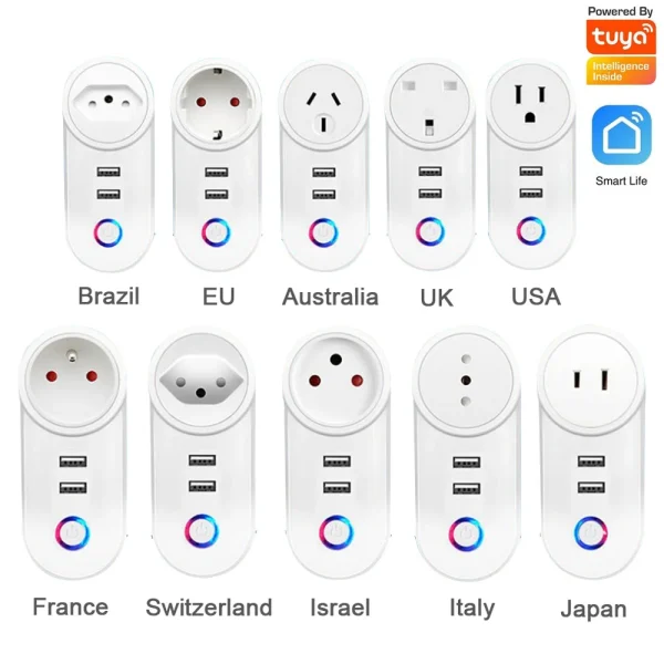 WIFI Power Plug mit 1A 2A USB Port Tuya Intelligent Wireless App Control Wwitch Smart Home