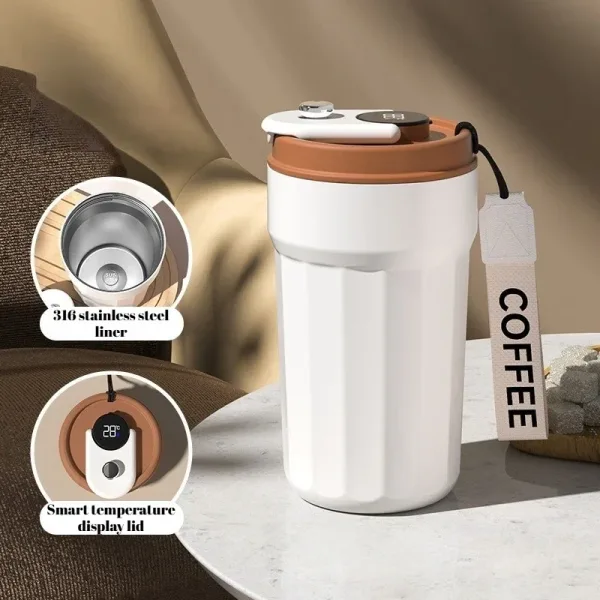 Tambour à café intelligent de avec affichage de température, 2 modes de boisson, 316 acier