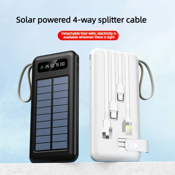 &Eacute;lectronique: Outdoor Solar Large-capacité Mobile Power Bank for IPhone Android Phone Shared Self - Cable
