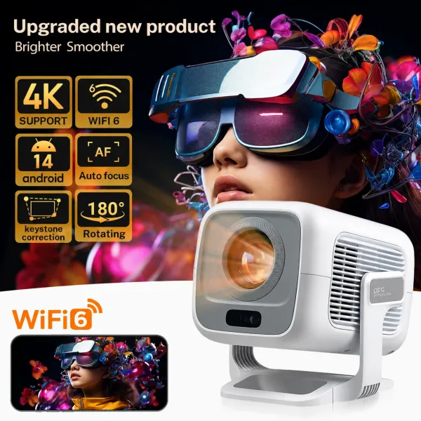 LynCast 4K Projektor Native Auto Focus Android 14 Portable Home Theater