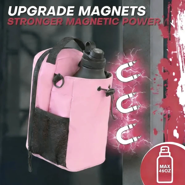 Sport: Pink Magnetic Water Bottle Pouch Bag Gym-specific Water Cup Holder With Strong Magnet For Outdoor