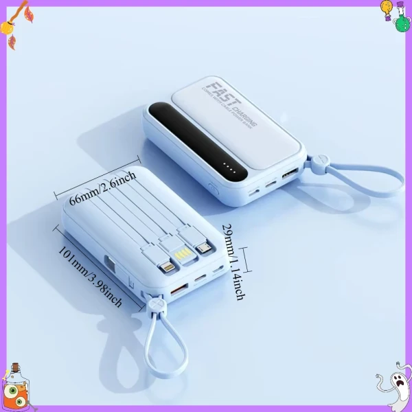 Gadgets: Built-in 4 Cables Mini Power Bank Large Capacity Portable External Battery Compatible with IPhone