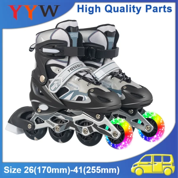 Sport: Flash Inline Roller Skates Women Men Adjustable Size 26-41 For Boys Girls Beginner Outdoor Skating