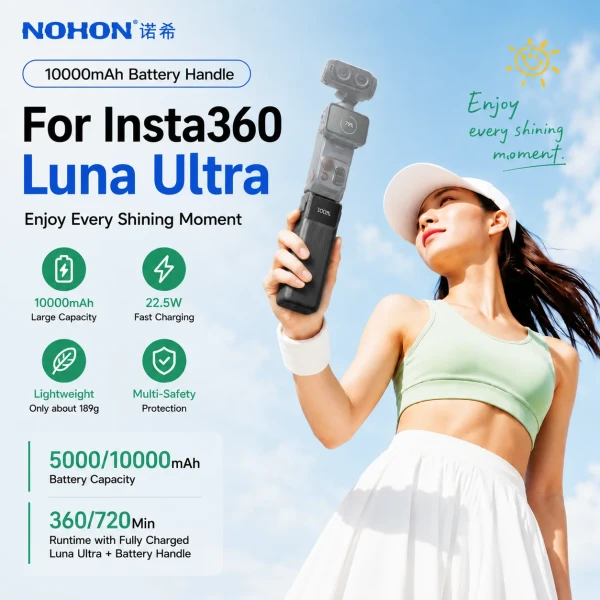 Electronics: Nohon for Luna Ultra Battery Handle Type-C Fast Charging With Tripod for Insta Battery Handle