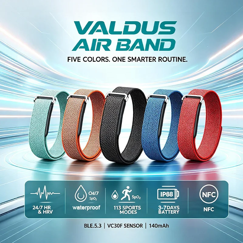 VALDUS Air Band Smart Bracelet Man Woman Heart Rate Blood Pressure Calorie HRV Waterproof Long Battery Life NFC Fitness