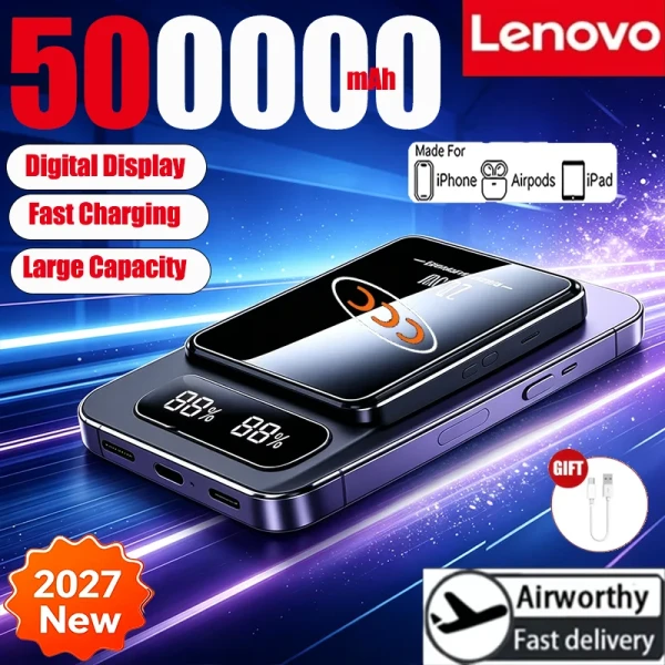 Electronics: Lenovo Wireless Power Bank For Magsafe Portable Magnetic Fast Charger Mobile Battery Pack For