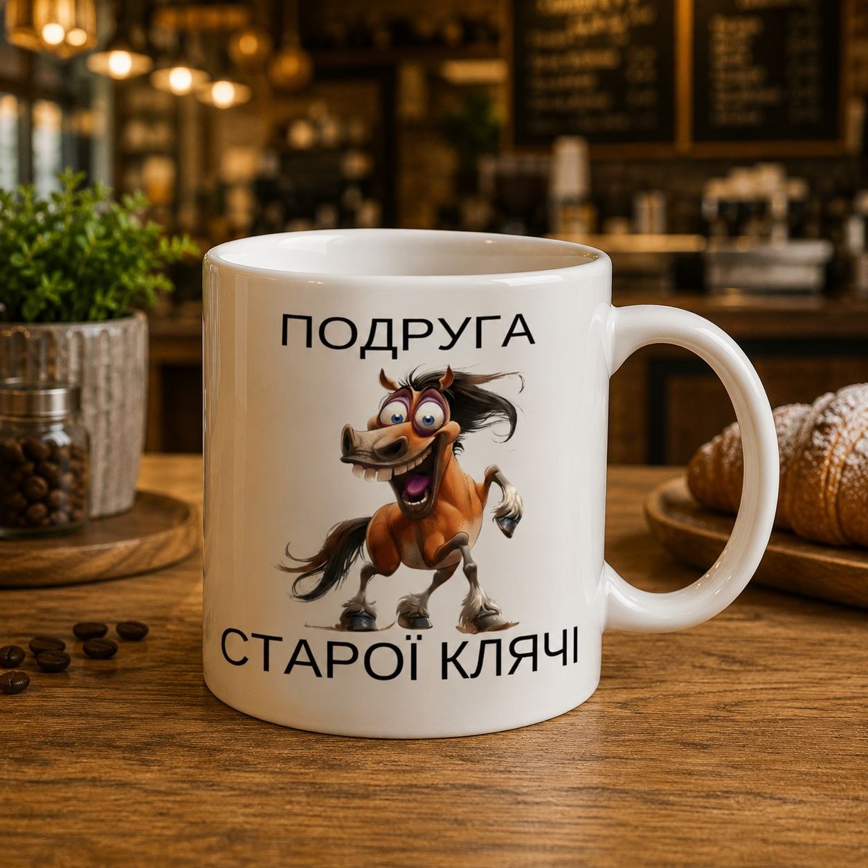 Чашка біла глянцева "Подруга старої клячі" 330 мл., клас PREMIUM +
