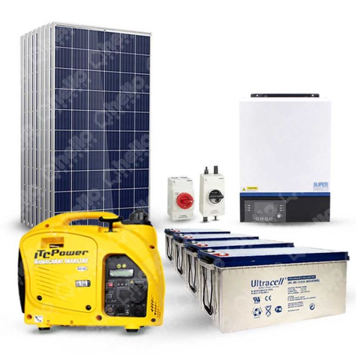 Kit solaire 4300W 230V 100% Autonome Groupe électrogène Stockage 9.6kW –  GDCM