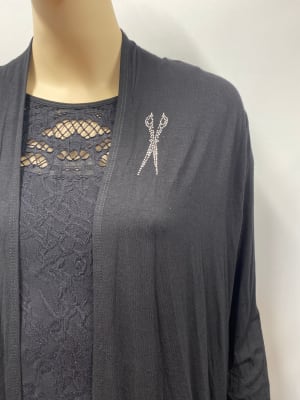 Stylist mid Length cardigan with scissor rhinestone 2