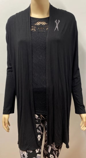Stylist mid Length cardigan with scissor rhinestone 3