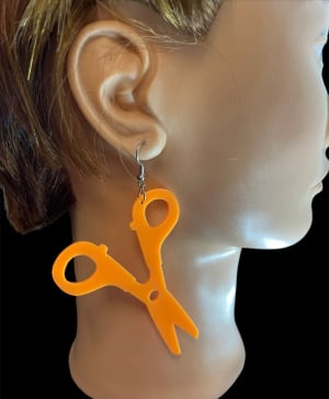 Stylist large neon scissor earrings 2
