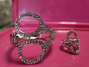 Silver rhinestone cuff scissors bracelet 2
