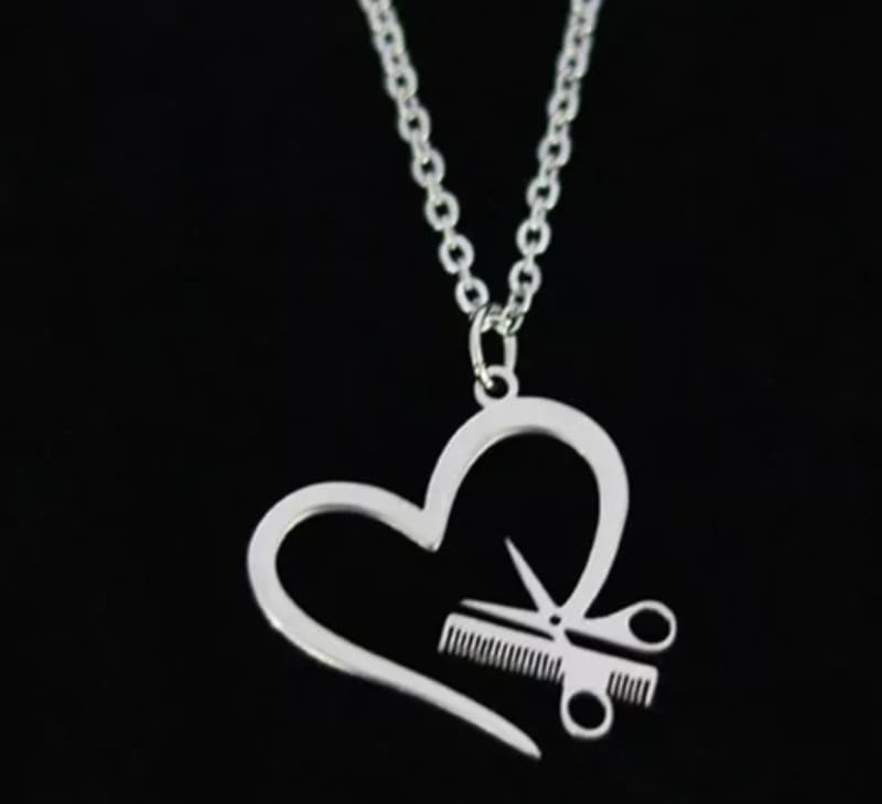 Stylist open heart scissor neck necklace