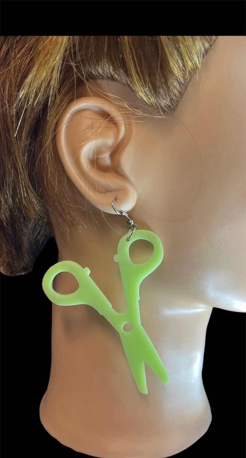 Stylist large neon scissor earrings
