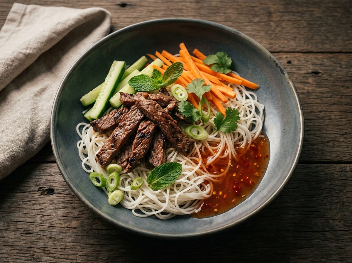 Beef Vermicelli Bowl with Thai Sweet Chilli Fusion