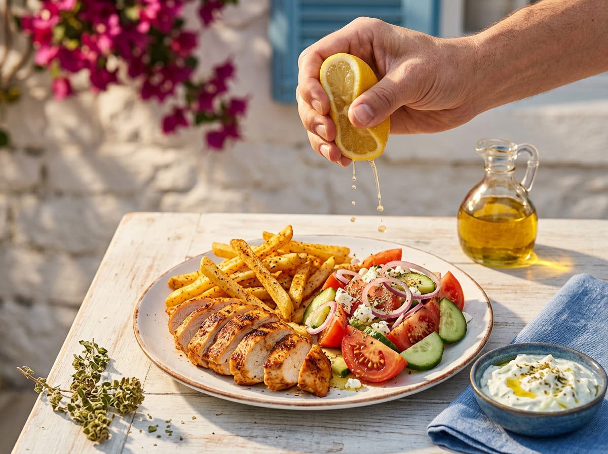 Greek Chicken and Fries
