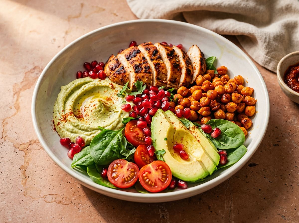 Grilled Chicken & Harissa Chickpea Power Bowls