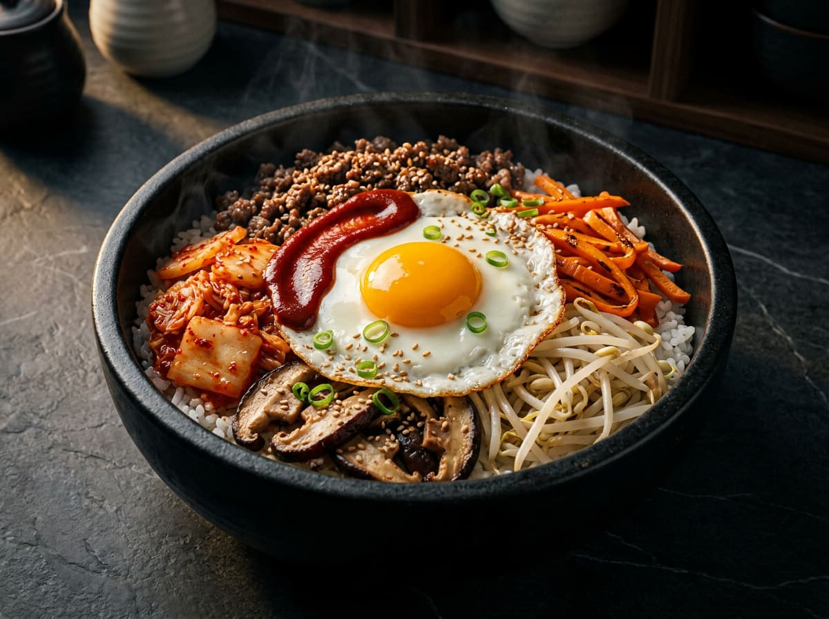 Ground Beef Bibimbap with Pak Choi