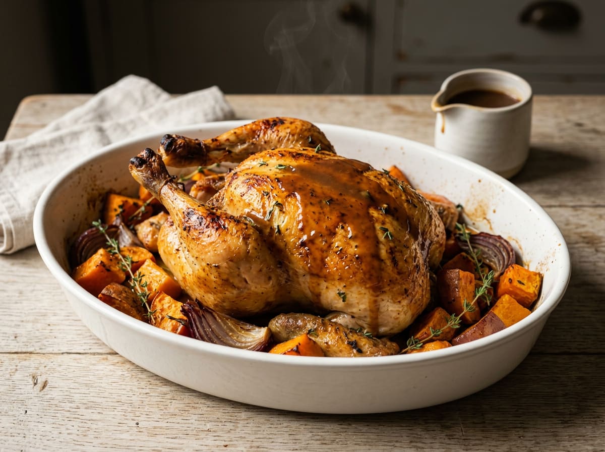 Healthier Roast Chicken with Root Vegetables