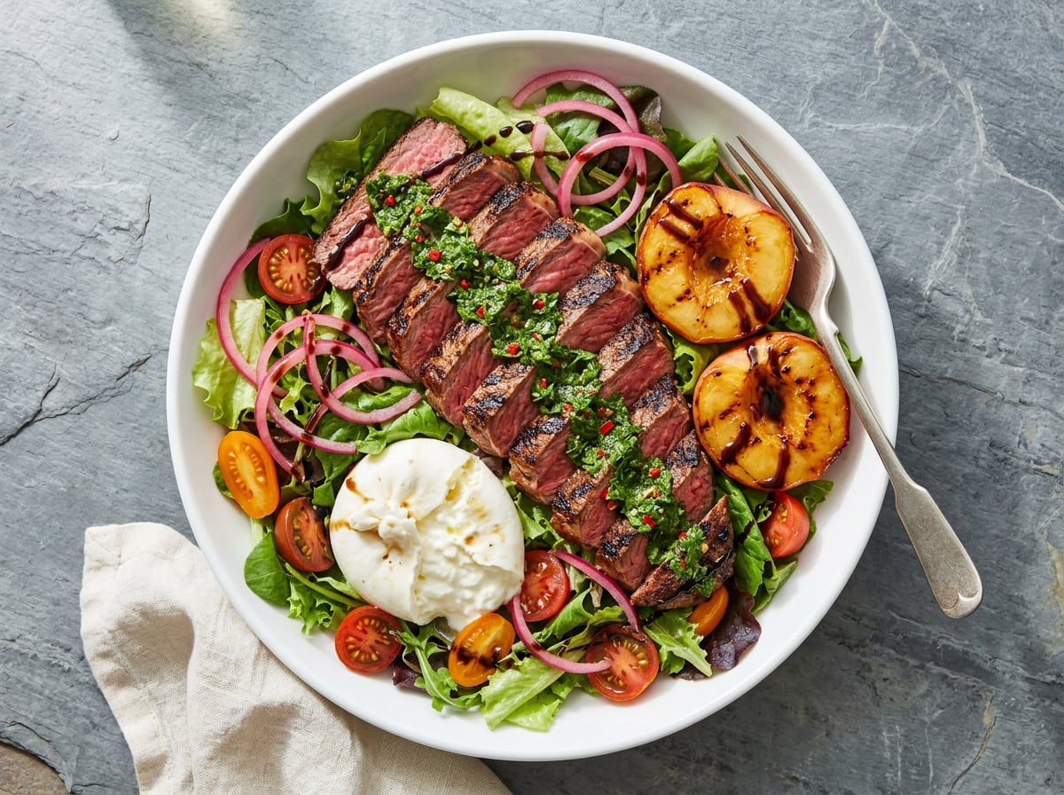 Grilled Peach Steak Summer Salad