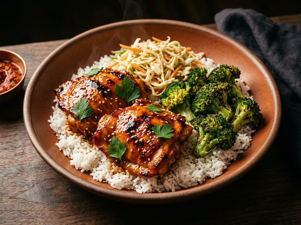 Harissa Honey Chicken and Broccoli Sheet Pan Bowls