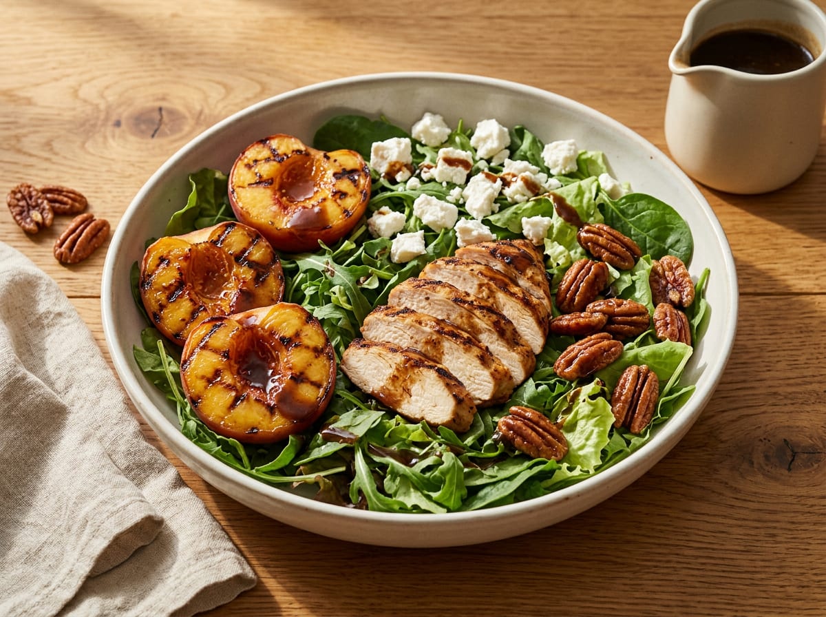 Grilled Peach & Balsamic Chicken Salad