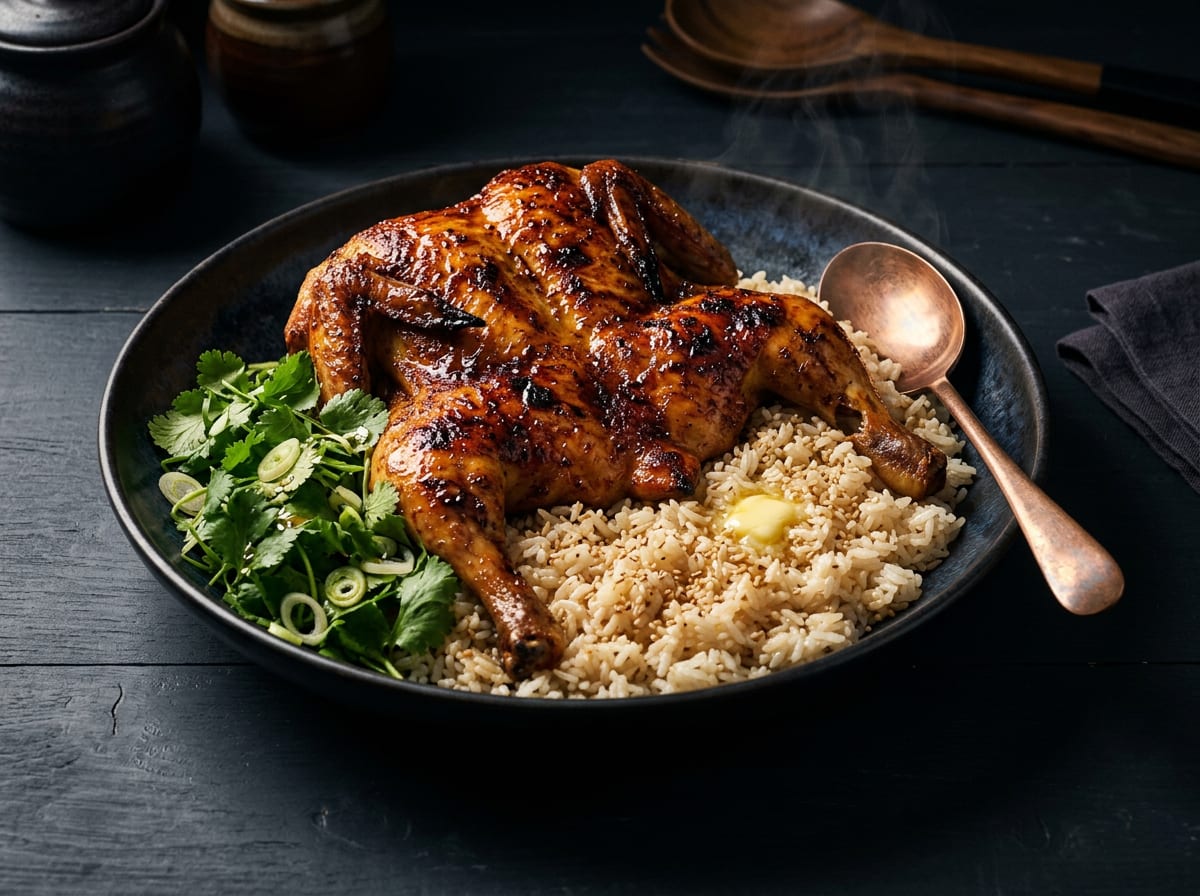 Honey-Roasted Cumin Chicken with Sesame Rice