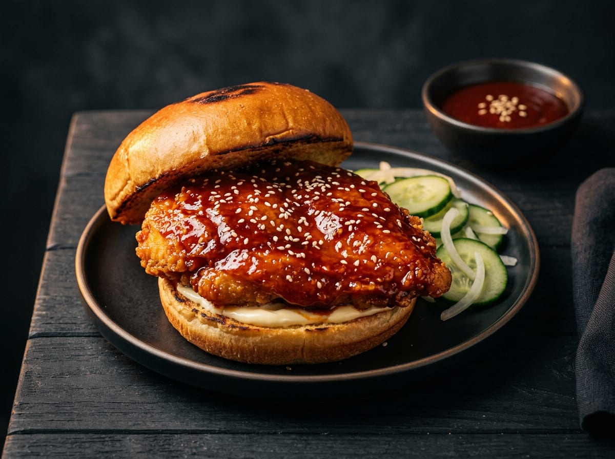 Korean Style Crispy Chicken Burger
