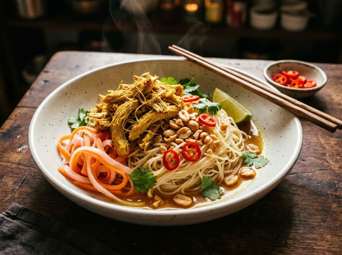 Lemongrass & Turmeric Shredded Chicken Noodle Bowl