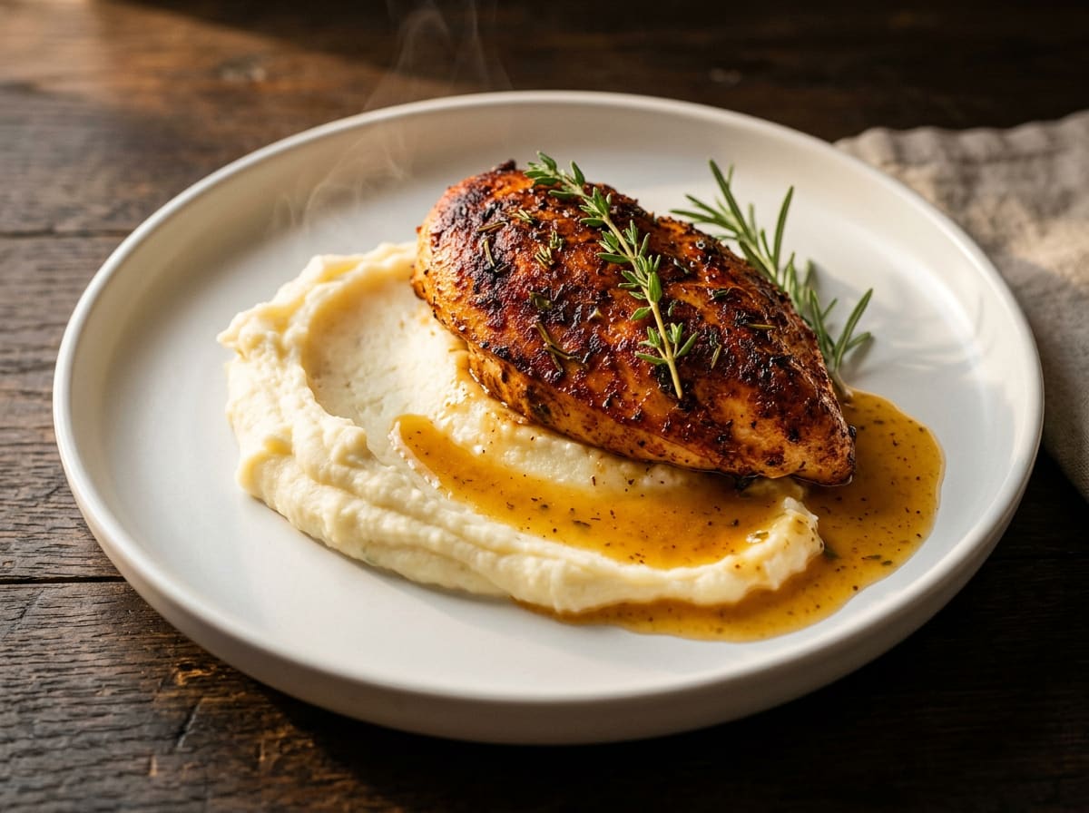 Pan-Seared Herb Chicken with Mom's Classic Mashed Potatoes
