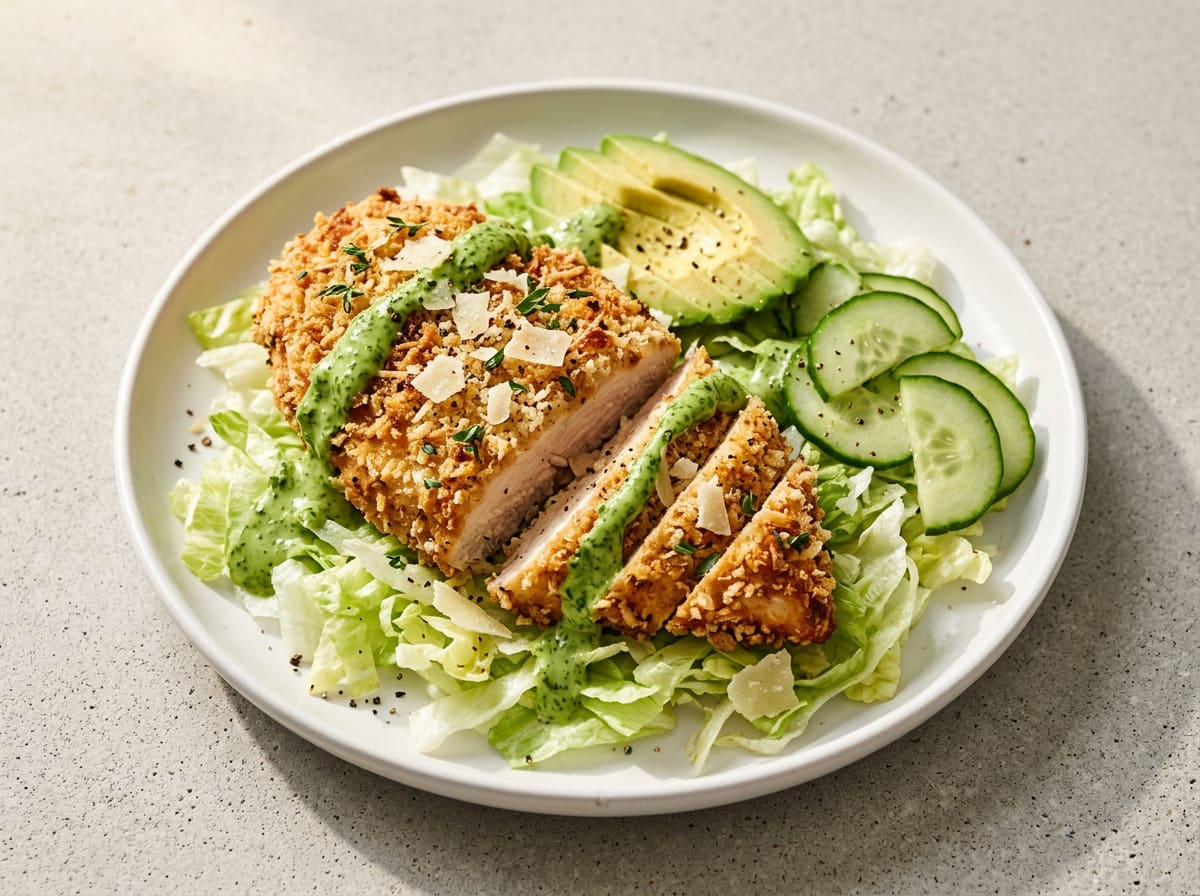 Parmesan Crusted Chicken with Green Goddess Salad